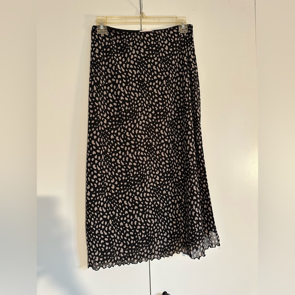 Mesh black and white midi skirt